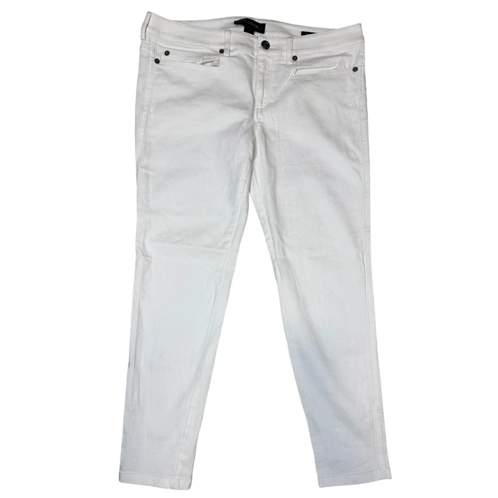 St. John Jennifer White‎ Denim Jeans Size 8 Mid-Rise Slim Fit Classic
